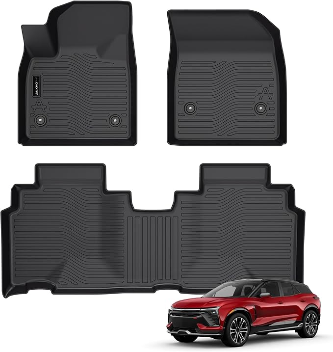Auxko All Weather Floor Mats Fit for 2025 2024 Chevrolet Chevy Blazer EV TPE Rubber Liners Blazer EV Accessories Set All Season Guard Odorless Anti-Slip Floor Mats