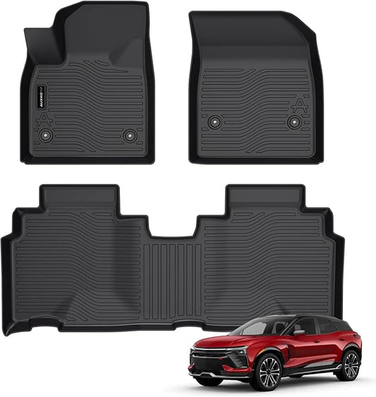 Auxko All Weather Floor Mats Fit for 2025 2024 Chevrolet Chevy Blazer EV TPE Rubber Liners Blazer EV Accessories Set All Season Guard Odorless Anti-Slip Floor Mats