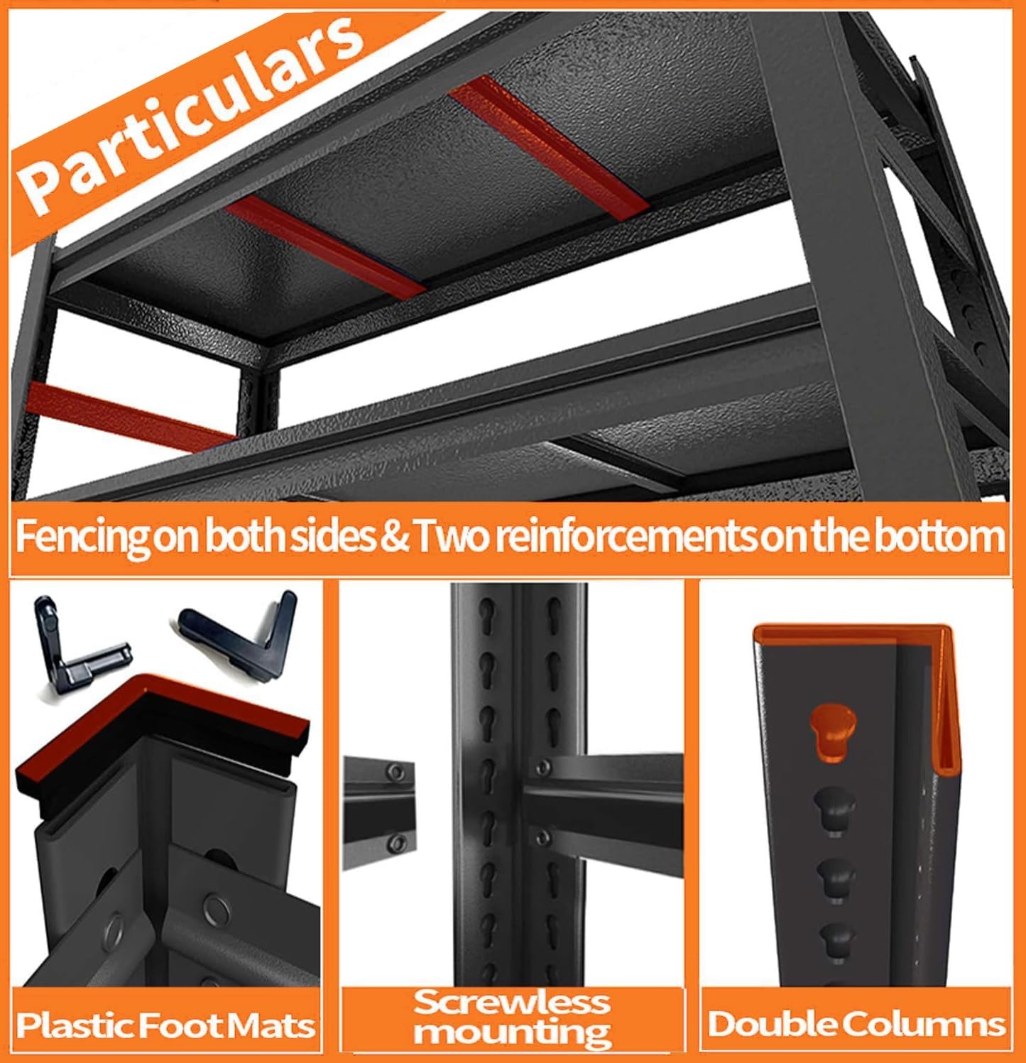 Garage Shelving Metal Storage Shelves 3500Lbs Garage Storage Shelves Heavy Duty 5-Tier Adjustable Shelving Units for Industrial, Warehouse, Basement, Commercial, Black