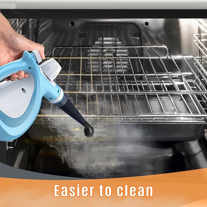 Pressurized Handheld Multi-Surface Natural Steam Cleaner with 12 pcs Accessories, Multi-Purpose Steamer for Home Use, Steamer for Cleaning Floor, Upholstery, Grout and Car (Blue)