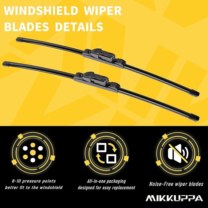 MIKKUPPA 24"+19" Windshield Wipers Blades - Replacement for 2011-2023 VW Jetta, 2012-2018 VW Passat, 2013-2017 VW CC - All Season Quiet Front Wiper Blades, Pack of 2