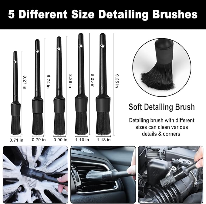 12Pcs Wheel Brush Kit for Cleaning Wheel and Tire, Wheel and Rim Brush, Car Detailing Brushes, Tire Brush, Bendable & Durable Car Wheel Rim Cleaner Brush Set,Car Detailing Cleaning Brush Supplies Kit
