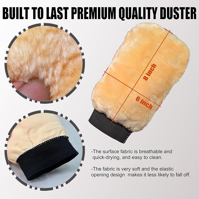 QMX 3-Pack Ultra-Soft Microfiber Car Wash Mitts Scratch-Free Double-Sided Wash & Wax Mitt for Safe Detailing and Paint Care