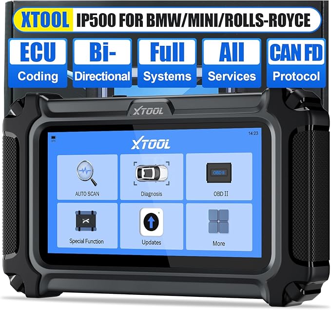 XTOOL IP500 for BMW OBD2 Scanner, Full Systems Bidirectional Scan Tool with ECU Coding, Battery Registration Tool for BMW/MiNi/RR, All Reset Services-(Injector Coding/BMS/ABS), Lifetime Free Update