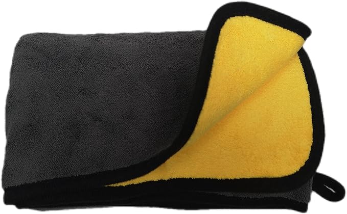 Large Microfiber Drying Towel for Car, Great Thick Soft Plush Towels, 36 x 24inches 800GSM Thickness, Quality, Washable, Absorbency No Scratch Lint Free Drying Towel (36 x 24inches,Grey-Yellow,1pack)