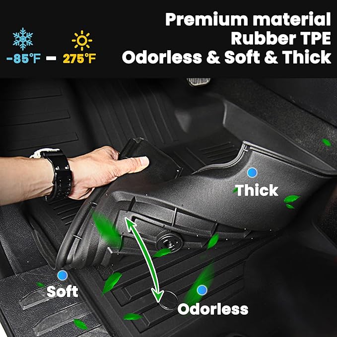 Auxko All Weather Floor Mats Fit for 2025 2024 Chevrolet Chevy Blazer EV TPE Rubber Liners Blazer EV Accessories Set All Season Guard Odorless Anti-Slip Floor Mats