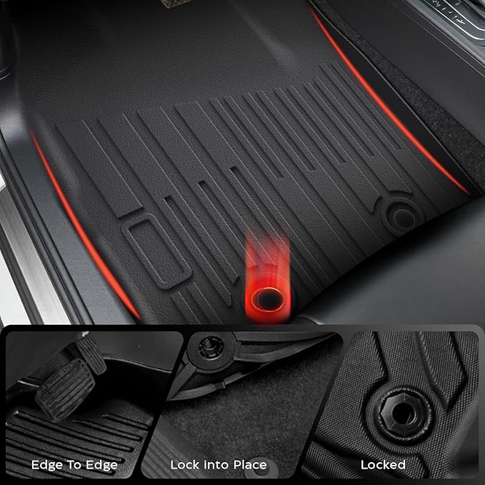 Floor Mats for Toyota Tacoma 2016-2023 Crew Cab, All Weather Floor Liner for Tacoma 2016-2023 TPE Custom Fit Car Mats Front&Rear 2 Row Mats, Black