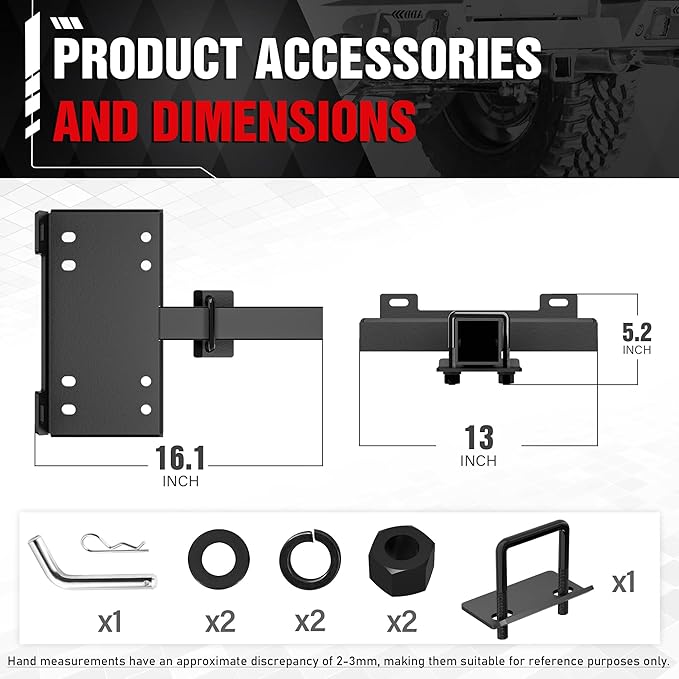 Trailer Hitch Winch Mount with 2" Receiver, Universal Heavy-Duty Winch Plate Bracket for ATV/UTV/SUV/Truck/Pickup, 17000 lbs Towing Capacity, Mounting Cradle, Black