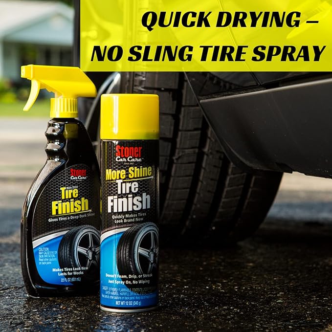 Stoner Car Care 91094-3PK More Shine Tire Finish – Tire Shine Spray for a Deep Matte Black Finish with Long-Lasting Rain-Resistant Protection, Non-Greasy No Sling – 12 oz (Pack of 3)