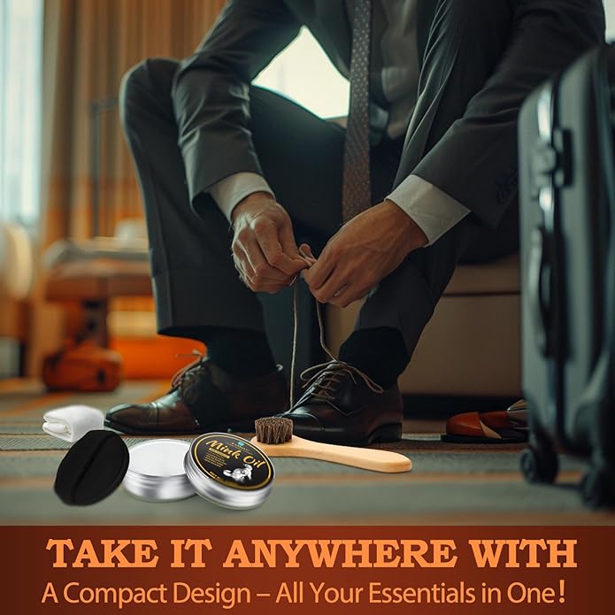 4-in-1 Mink Oil Leather Conditioner and Cleaner 3.52 oz - Premium Waterproof Formula for Boots and Shoes