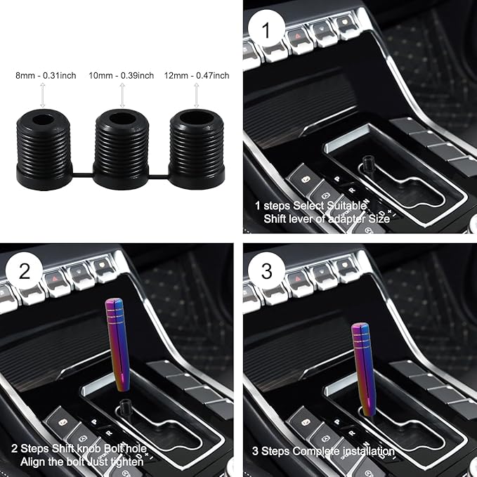 Long Shift Knob Weighted Aluminum Alloy Polished Metal Handle Gear Stick Shifter Knobs Transmission Lever Fit Most Cars Trucks SUV Automated Manual Vehicles Multicolored