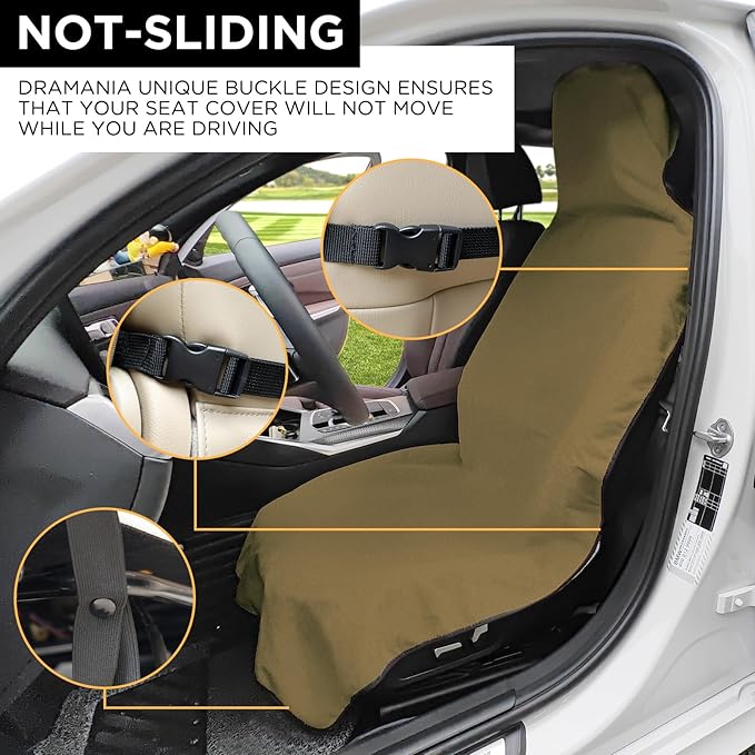 Waterproof Seat Cover Towel, 2PCS Premium Sweat Carseat Protector, Perfect for Universal Anti-Slip Car Truck SUV Seat, Great for Surfing Yoga Gym Workout, Brown