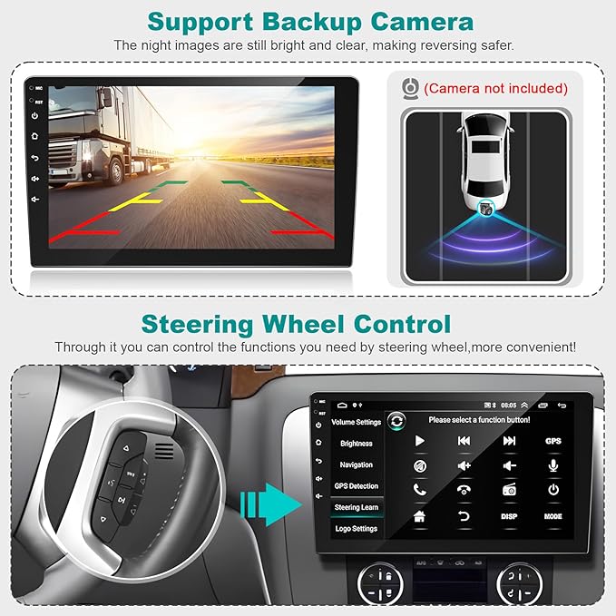 8 Core QLED Screen 1280 * 800 Car Radio Double Din Android 13 GPS Navigation Stereo with Wireless Carplay Android Auto, FM/AM, Bluetooth,Steering Wheel Control,DSP