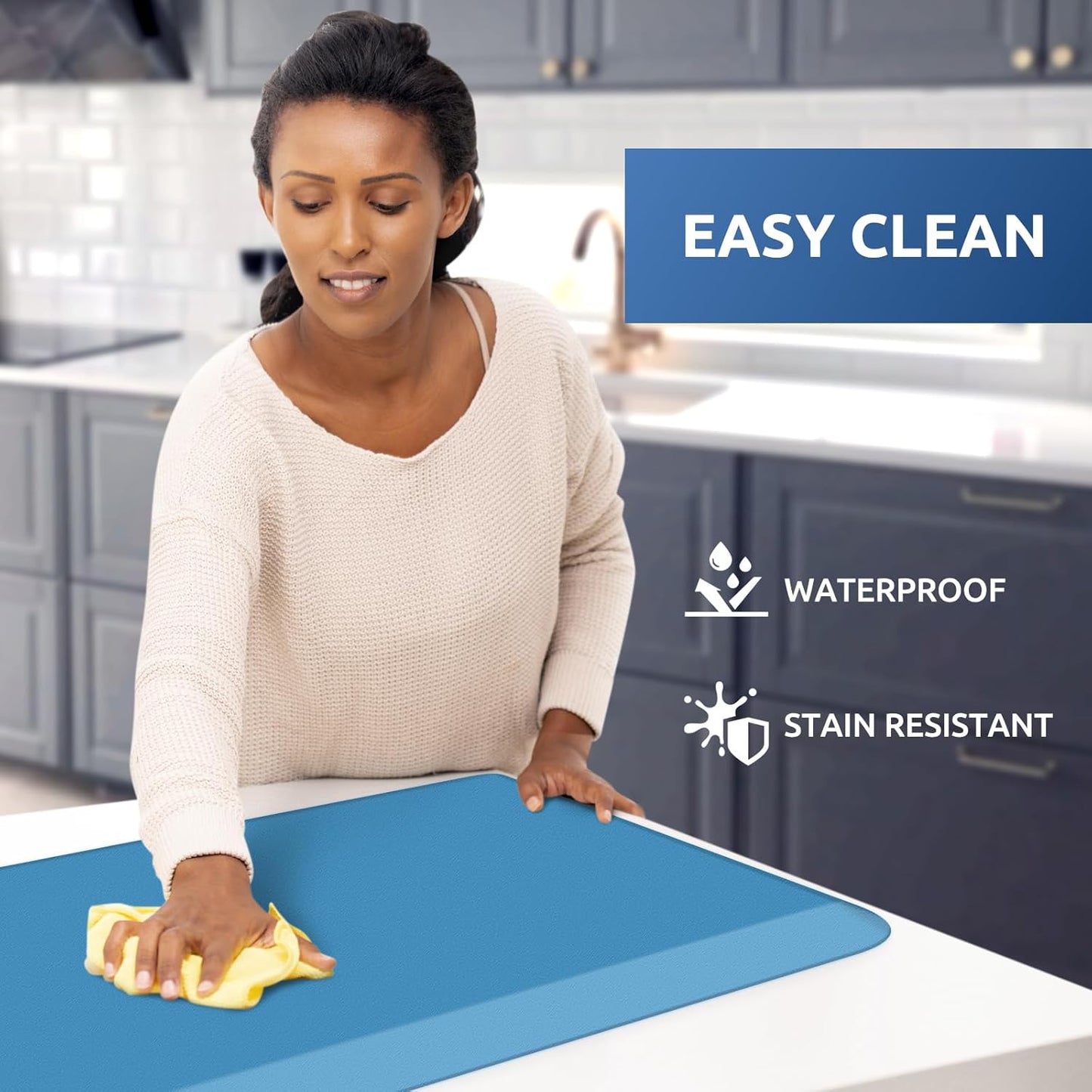 KitchenClouds Kitchen Mat Cushioned Anti Fatigue Kitchen Rug 0.75inch Waterproof Non Slip Kitchen Rugs and Mats Standing Desk Mat Comfort Floor Mats for Kitchen Sink Office (17.3"x28",Green)