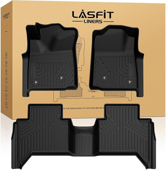 LASFIT Floor Mats for Toyota Tacoma 2005-2011 Double Cab Auto Tran, Custom Fit All Weather Protection Durable TPE Floor Liners for 2005-2011 Tacoma Accessories Front & Rear 2 Row Row Car Mats, Black