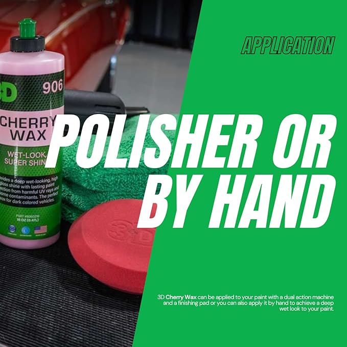 3D Cherry Wax – Liquid Carnauba Show Car Wax with Synthetic Polymers | Deep Gloss Finish | Easy Wipe-Off | Slick Shine | Fast Application | Made in USA | 1 Gallon