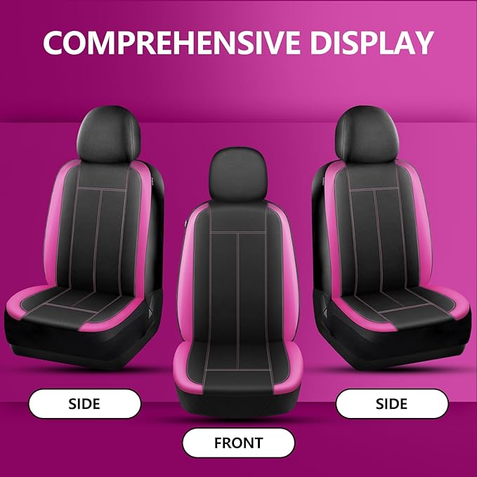 Neoprene Waterproof Car Seat Covers, Composite EVA Seat Covers, Car Seat Cover Front Seats Airbag Compatible, Universal Automotive Comfort for Most Cars,Trucks,SUVs(Black Pink 816)