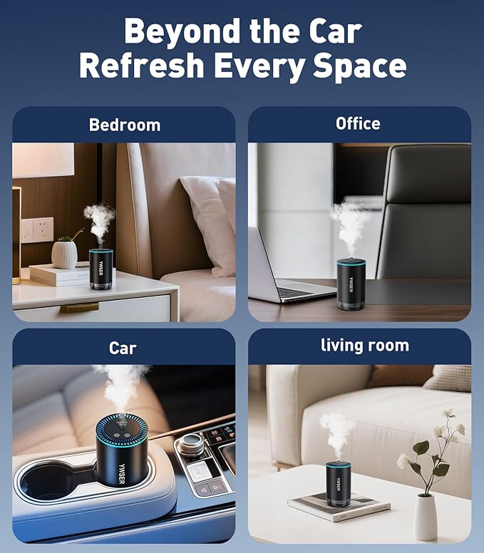 Smart Car Air Freshener, Car Air Freshener Diffuser with Starry Sky Projection and 50ml Perfume, Auto On/Off Intelligent, 3 Mode Adjustable Rechargeable Aroma Diffuser, Ocean