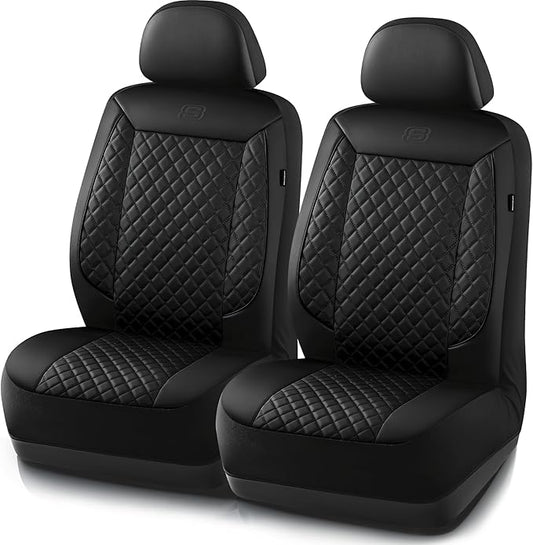 Skechers Car Seat Covers,Piping Luxury Faux Seat Covers,Waterproof Anti Slip Car Seat Protector Front Seats,Car Accessories Airbag Universal Fit for 95% Cars,Vans,Trucks,SUV,Black