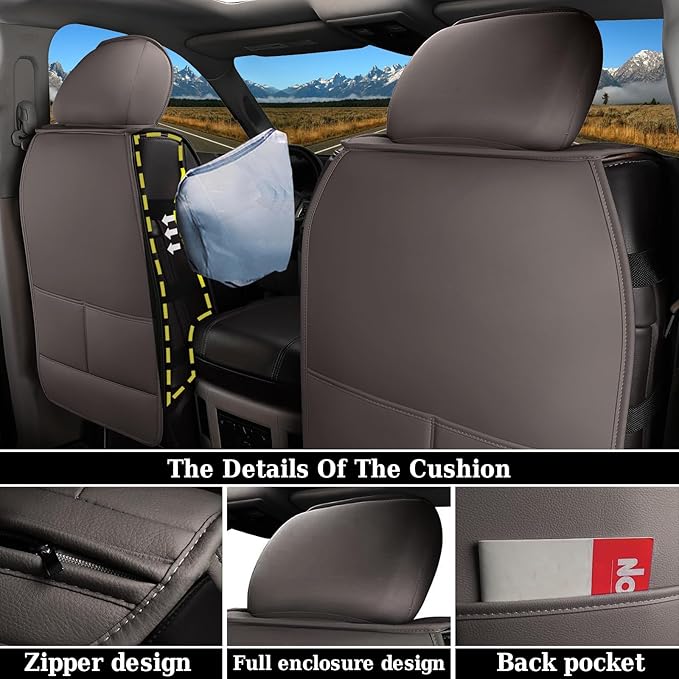 Coverado Ram Seat Covers, Waterproof RAM 1500 Seat Covers - Compatible with Ram 2002-2024 Vehicles (1500, 2500, 3500) - Curved Bench Seat, Ram 1500 Accessories (Front, Coffee)