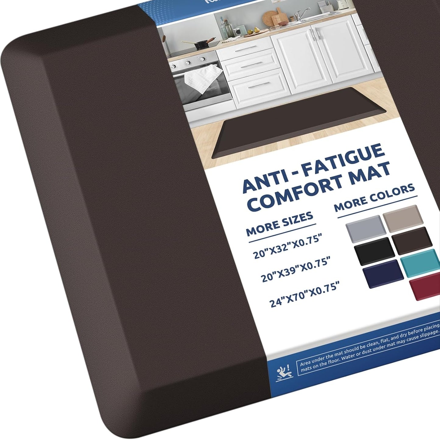 KitchenClouds Kitchen Mat Cushioned Anti Fatigue Rug 20"x39" Waterproof, Non Slip, Standing and Comfort Desk/Floor Mats for House Sink Office (Chocolate)