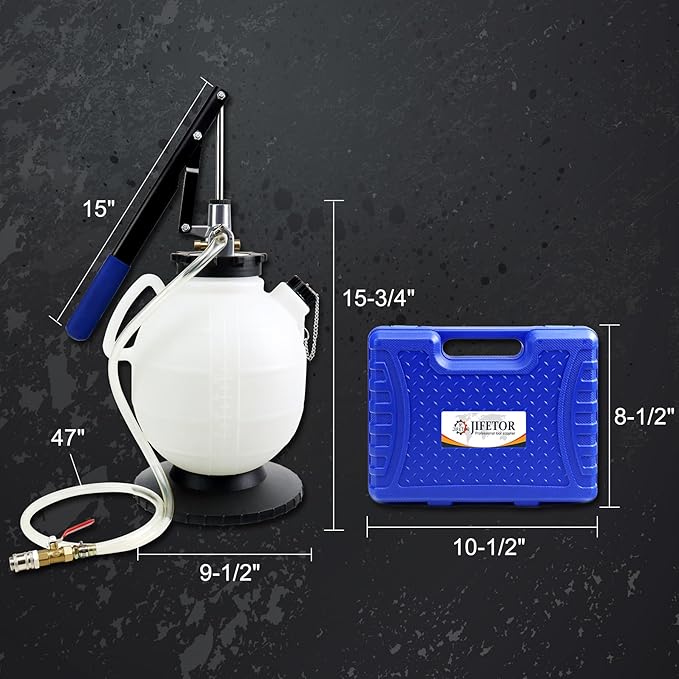 JIFETOR Transmission Fluid Refill Pump ATF Transfer Tool Kit, Manual Gearbox Oil Filler Set with 7.5L Oil Filling Can Dispenser 15PCS ATF Adapters Compatible with Ford Audi Mercedes Benz VW BMW