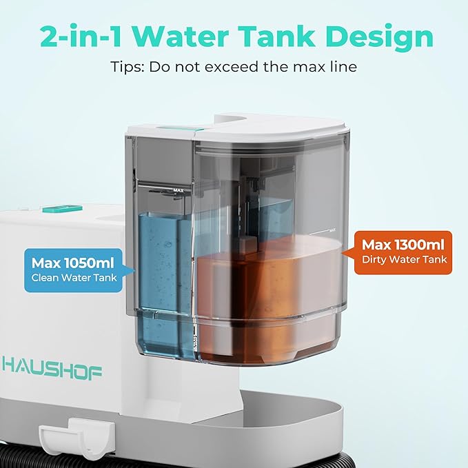 HAUSHOF Portable Carpet Spot and Upholstery Cleaner Machine, 13Kpa Powerful Suction & Spot Remover, Deep Stain Cleaning for Rug, Carpet, Car Seats, Pets, Stairs, Couches, with Cleaning Solution