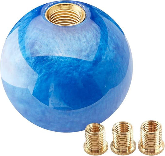 Round Ball Shift Knob Universal Marble Style Gear Shift Knob 5 6 Speed for Manual Automatic Vehicles with Adapters (Dark Blue)