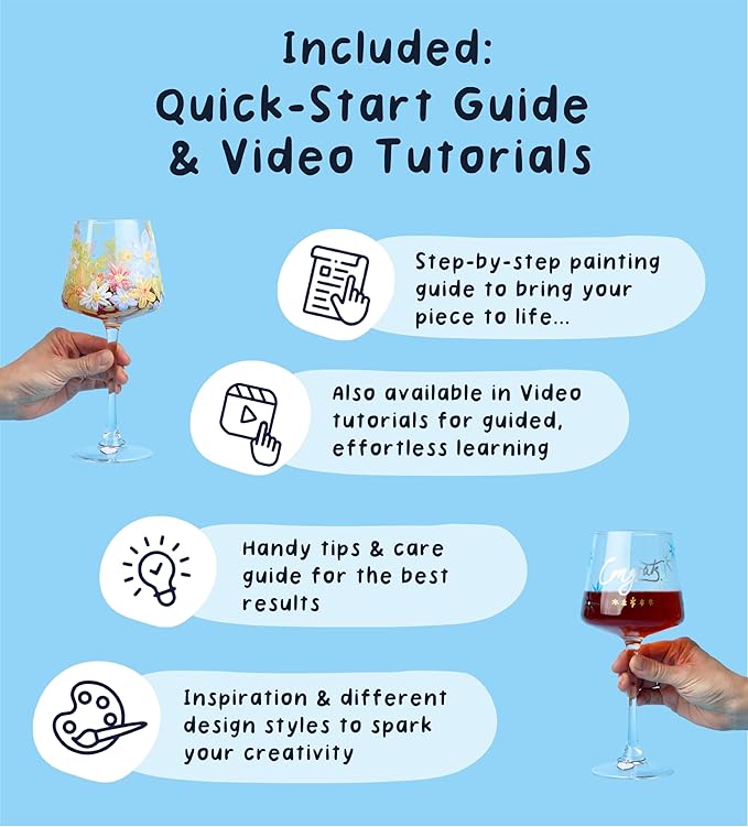 Pott’d Paintables Paint-a-Wine Glass Kit – DIY Glass Painting Kit for Adults with Wine Glasses, Enamel Paints, Brushes, Pens and Charms, Craft Kit for Adults, Perfect for Beginners