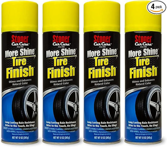 Stoner Car Care 91094-4PK More Shine Tire Finish – Tire Shine Spray for a Deep Matte Black Finish with Long-Lasting Rain-Resistant Protection, Non-Greasy No Sling – 12 oz (Pack of 4)