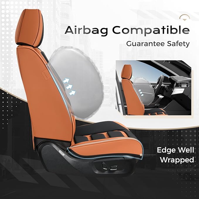 Coverado Car Seat Covers, Front Covers for Cars, Car Seat Cover Front Seats, Automotive Seat Cover, Waterproof, Leather Car Seat Cushion, Universal Interior Covers Seat Protectors for Most Cars
