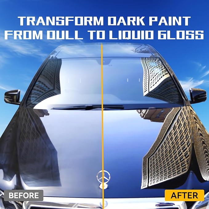 Black Car Wax Paste with Carnauba - Cera para Autos, Swirl Mark Minimizer & Gloss Enhancer for Dark Vehicles, Safe on Clear Coat, 180g Kit w/Applicator Sponge & Microfiber Towel