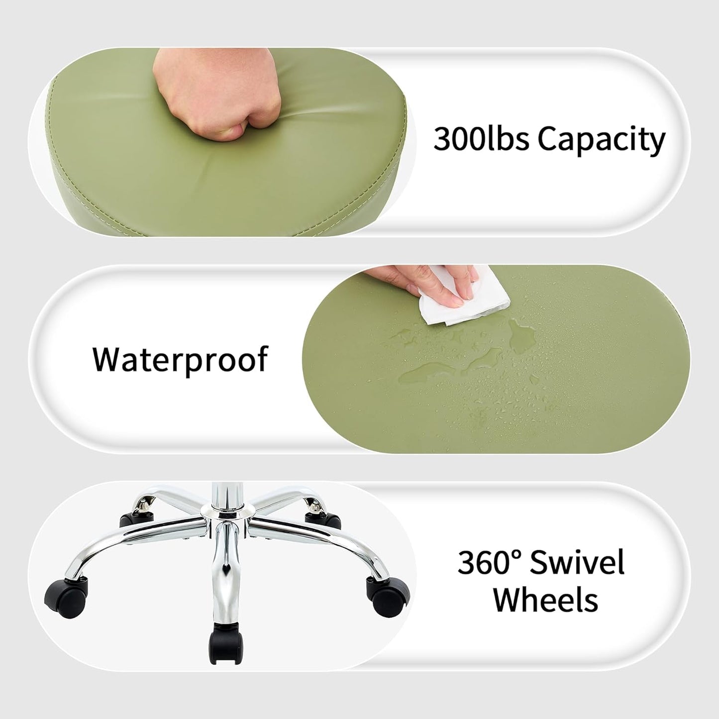 Office Drafting Chair, Adjustable Drafting Stool on Wheels 19.5’’-26.6’’, Green Salon Rolling Chair (Green)