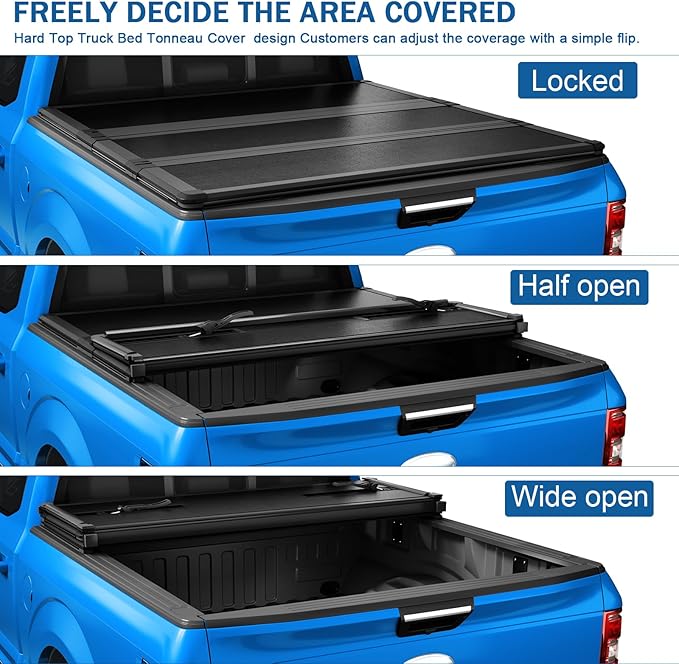 Hard Tri-Fold Truck Bed Tonneau Cover Compatible with 2005-2015 Toyota Tacoma 6FT Bed
