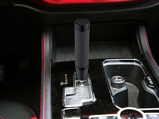 Abfer Weighted Shift Knob Long Stick Gear Shifter Lever Leather Shift Knobs with Adapter for Most Automatic Manual Vehicle Trucks, Black