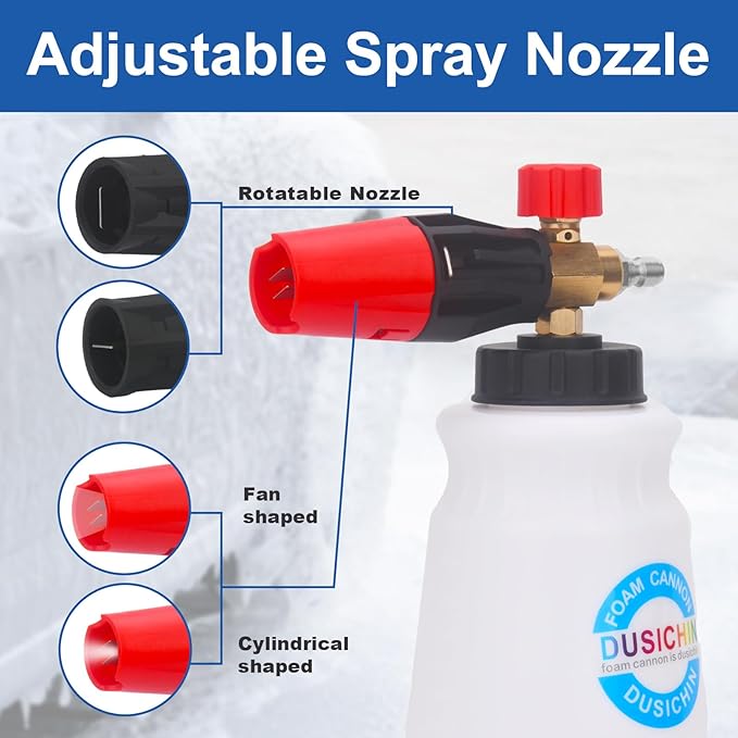 DUSICHIN Short Pressure Washer Gun Swivel Joint 4000 PSI Foam Cannon Lance,7 Pressure Washer Nozzle Tips Car Wash Foam Gun 7 Tip Slots 3/8'' Swivel Quick Connector,M22-14mm M22-15mm Fitting DUS2912