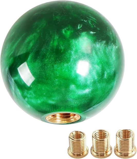 Round Ball Shift Knob Universal Marble Style Gear Shift Knob 5 6 Speed for Manual Automatic Vehicles with Adapters (Green)