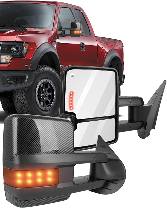 ECCPP Towing Mirrors Tow Mirrors With 2007-2014 For Chevy For Silverado For GMC For Sierra Truck Power Heated Turn Signal Width Light Lh Rh Pickup Truck