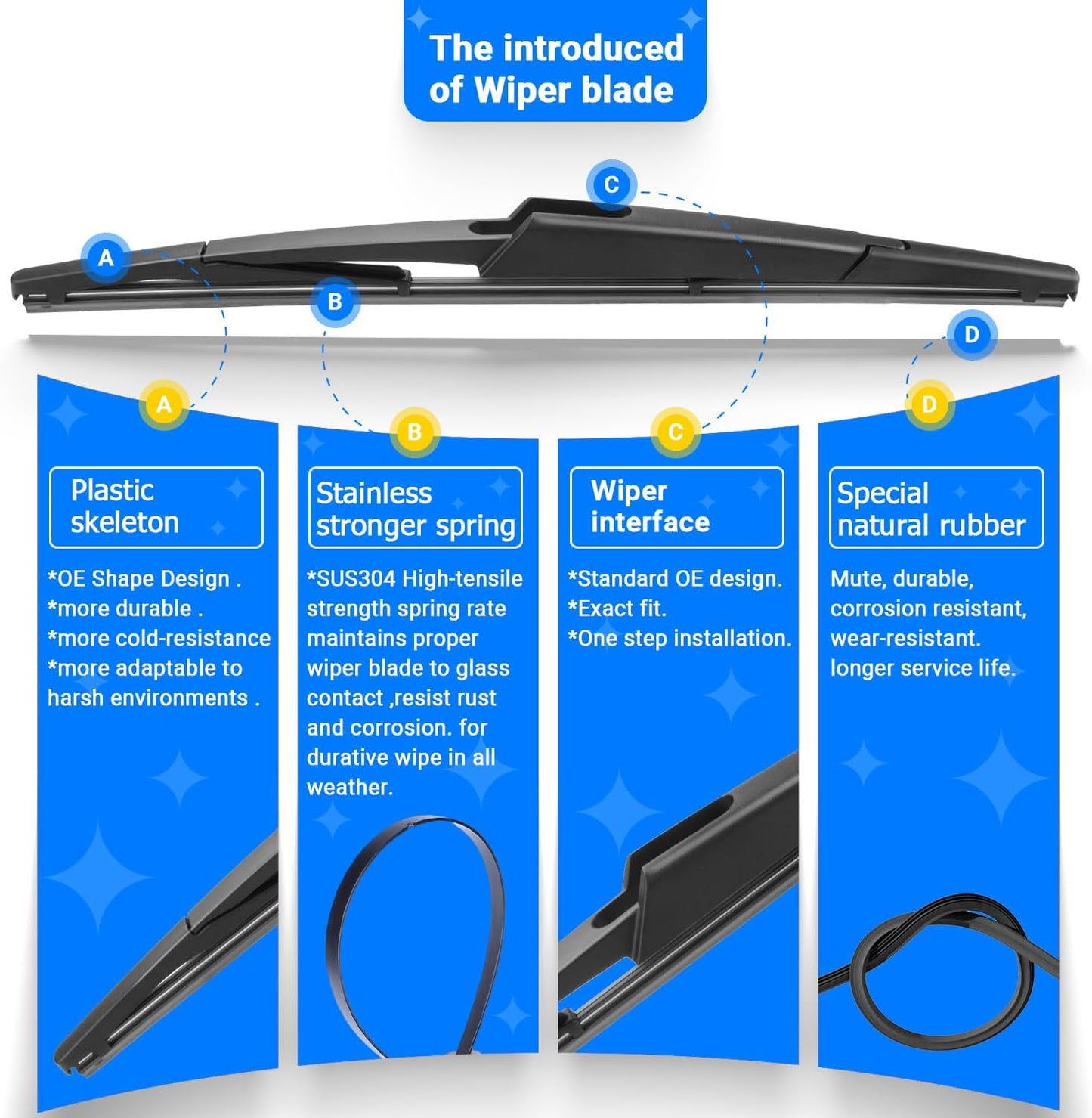 Windshield Wiper Blades Replacement for 2006-2014 Kia Sedona / 2007-2014 Hyundai Entourage Original Factory Quality Front Rear Wipers Blade Set for My Car - 26" 18" 16" (Pack of 3)