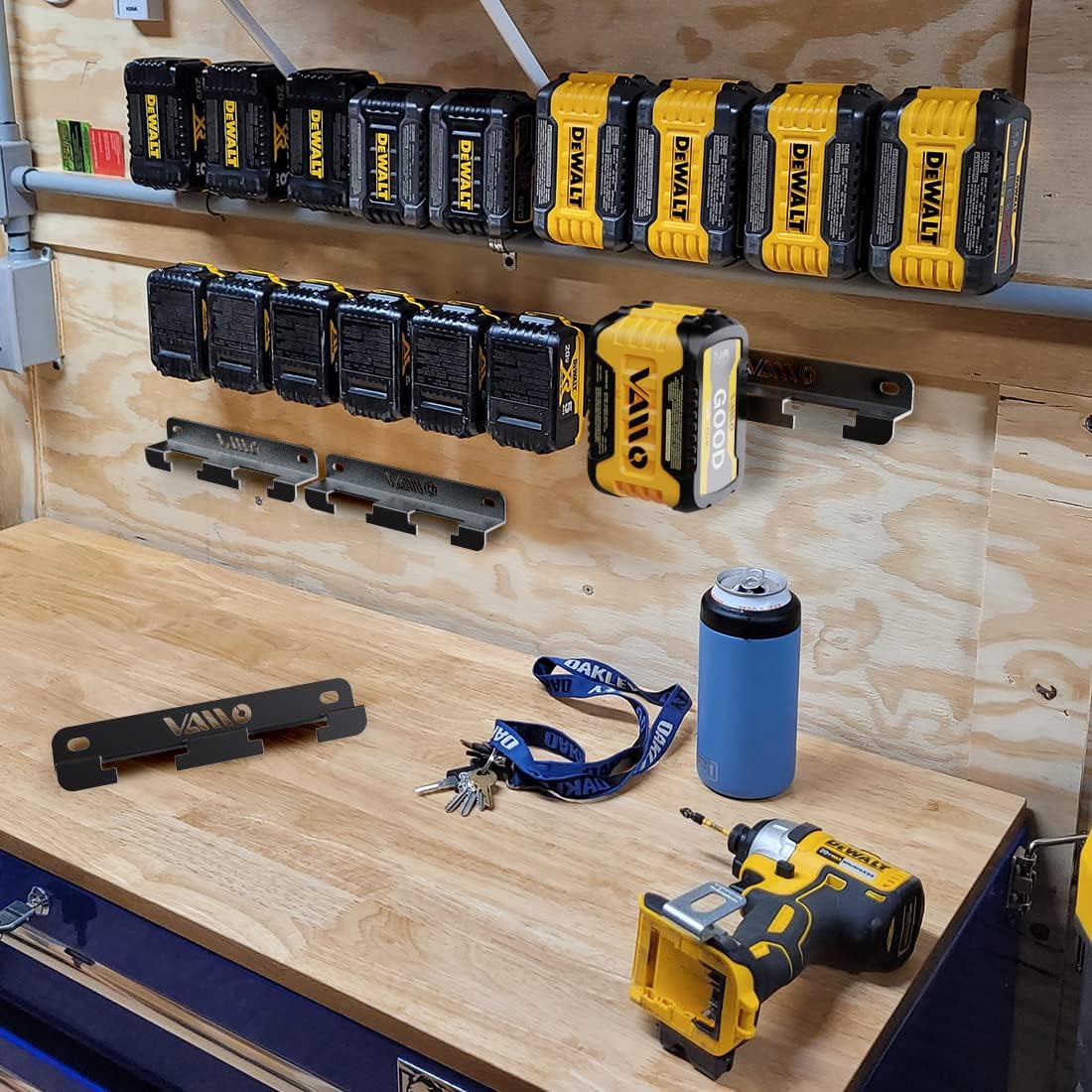 VAIIO Compatible DeWalt 20V 60V 12V Battery Rack Holder, Wrought Iron Heavy Duty Thickened Batteries Slots, Stealth Battery Wall Mount Organizer Garage Storage,Workshops,Shelves,Case New Battery Dock