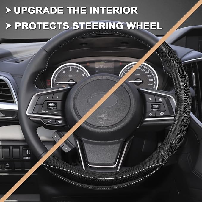 GIANT PANDA Steering Wheel Cover for Subaru Forester, Car Steering Wheel Cover for Subaru Outback and Crosstrek - Black