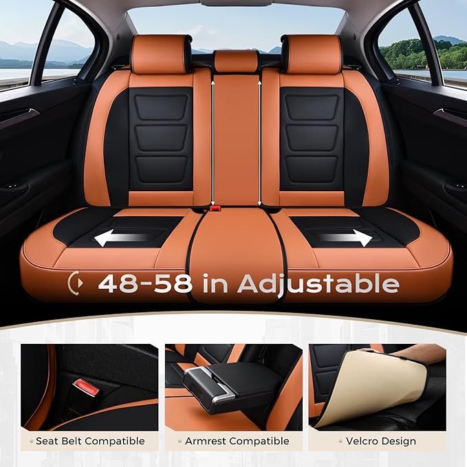 Coverado Car Seat Covers Full Set, Seat Covers for Cars, Front Seat Covers and Back Seat Cover Waterproof Leather Automotive Seat Cover, Universal Car Interior Protectors Cushion for Most Cars