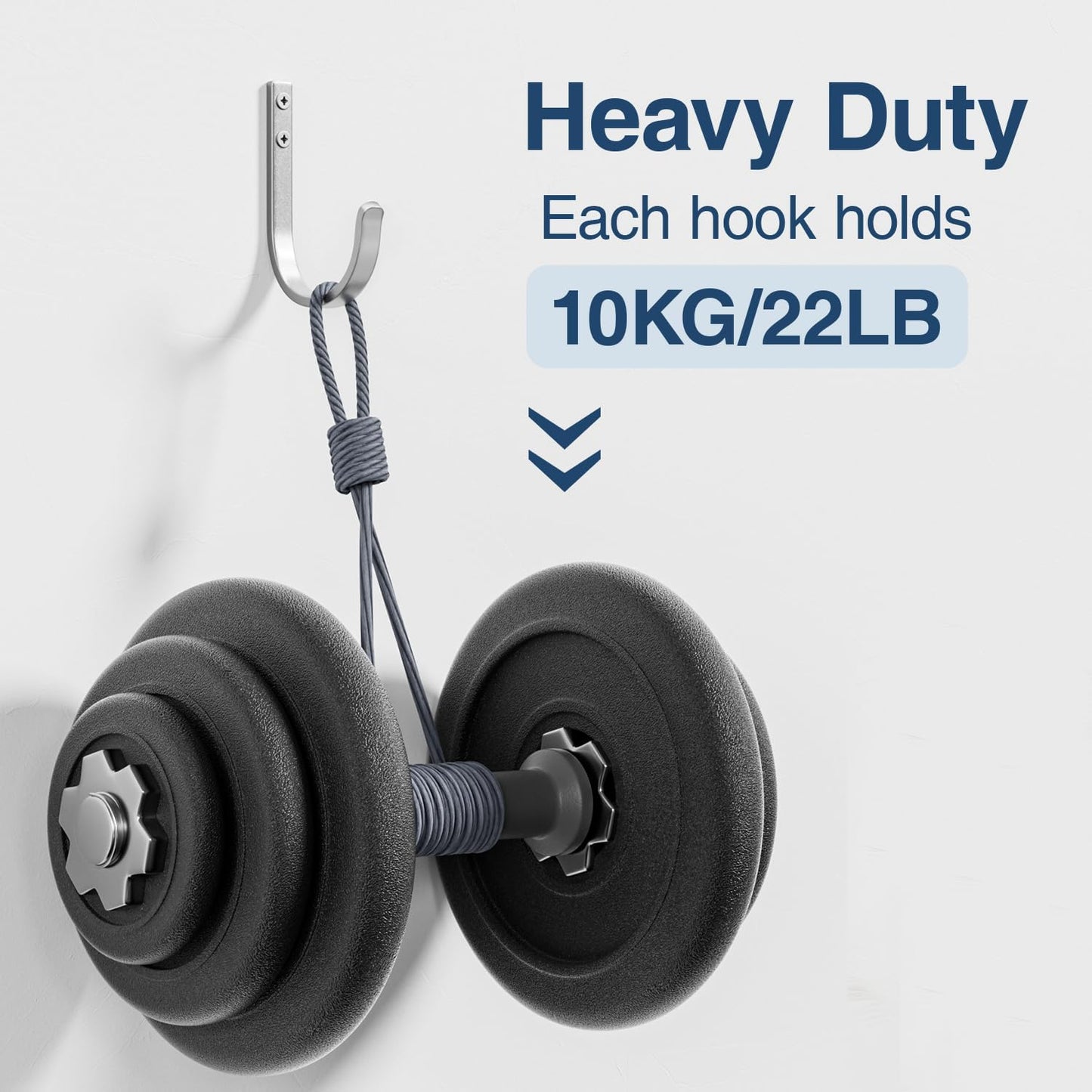 Wall Hooks for Hanging Towel/Coat - 22LB Screw in Metal Hanger Wall Mount, for Outdoor, Closet, Door, Bathrooms, for Backpack, Robe, Silver 5 Pack