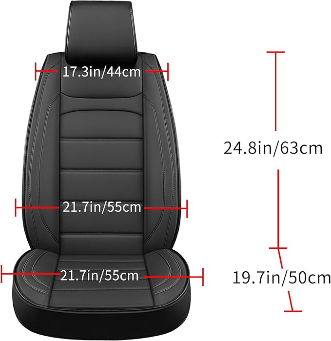 Car Seat Covers 2 PCS Front Seats, Waterproof Napa Leather Automotive Seat Protector for Cars SUV Truck Sedan, Universal Anti-Slip Car Seat Cushion Interior Accessories, Black