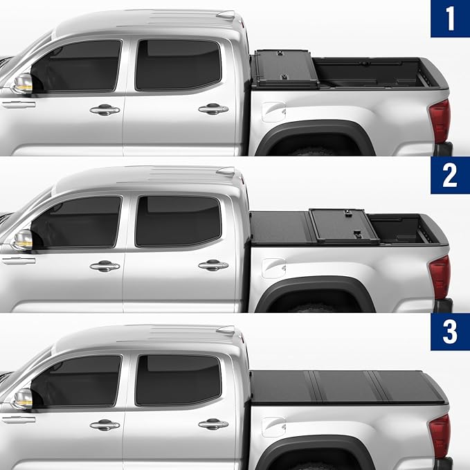FRP Hard Tri-fold Tonneau Cover Fold Truck Bed Covers Compatible with 2016-2026 Toyota Tacoma 5ft Bed (60")