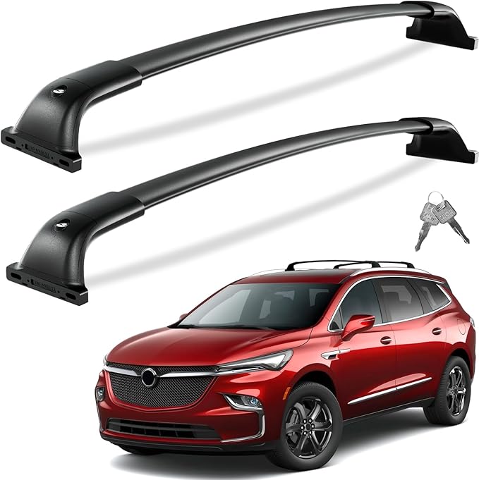 Tuyoung All Aluminum Roof Rack Cross Bars Compatible with Buick Enclave 2018-2025 (with Flush Side Rails), 260lbs Lockable Heavy Duty Roof Rails Crossbars Cargo Carrier Luggage Kayak Accessories
