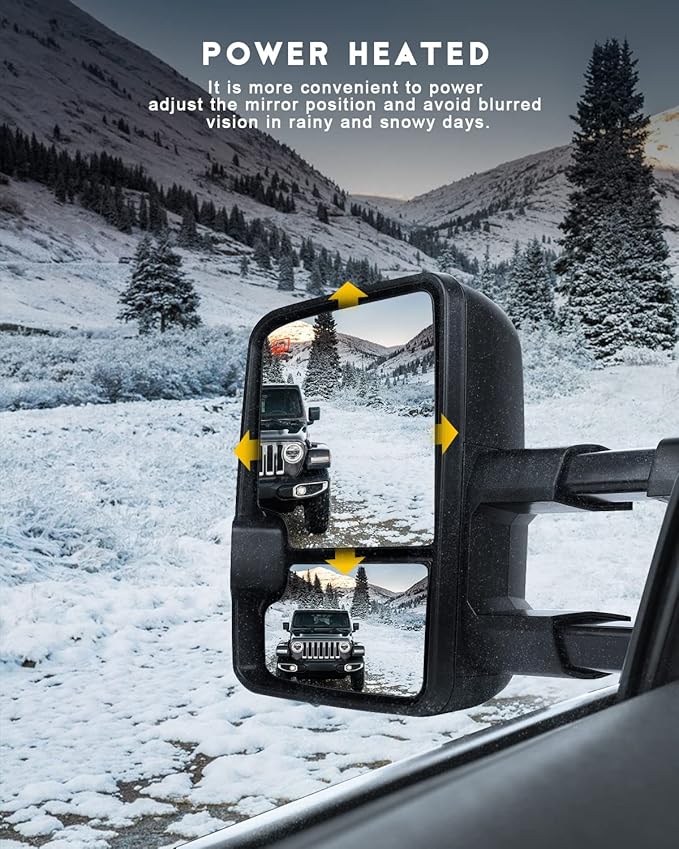 OCPTY Towing Mirrors Power Heated Left Driver Right Passenger Side Tow Mirrors Fit For 2014-2018 For Chevy For Gmc 1500 2015-2019 For Chevy For Gmc 2500 Hd 3500 Hd With Led Turn Signal Black