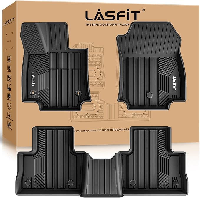 LASFIT Floor Mats for Toyota RAV4 2019-2024 2025(Not Fit Hybrid) All Weather Mats for Toyota RAV 4 XLE/LE/Limited/TRD/Adventure TPE Custom Fit Floor Liner Front and Rear 2 Row Car Mats, Black