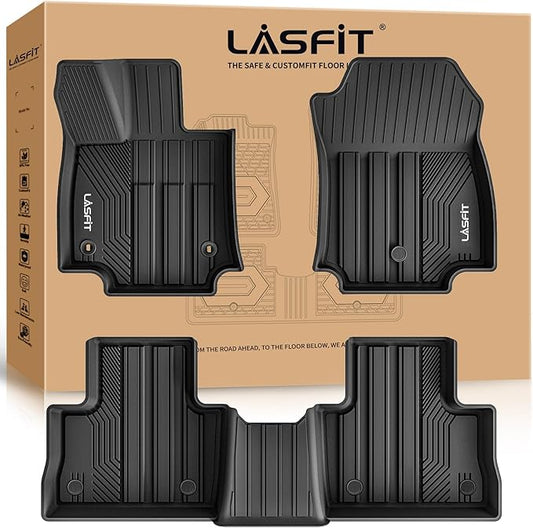 LASFIT Floor Mats for Toyota RAV4 2019-2024 2025(Not Fit Hybrid) All Weather Mats for Toyota RAV 4 XLE/LE/Limited/TRD/Adventure TPE Custom Fit Floor Liner Front and Rear 2 Row Car Mats, Black