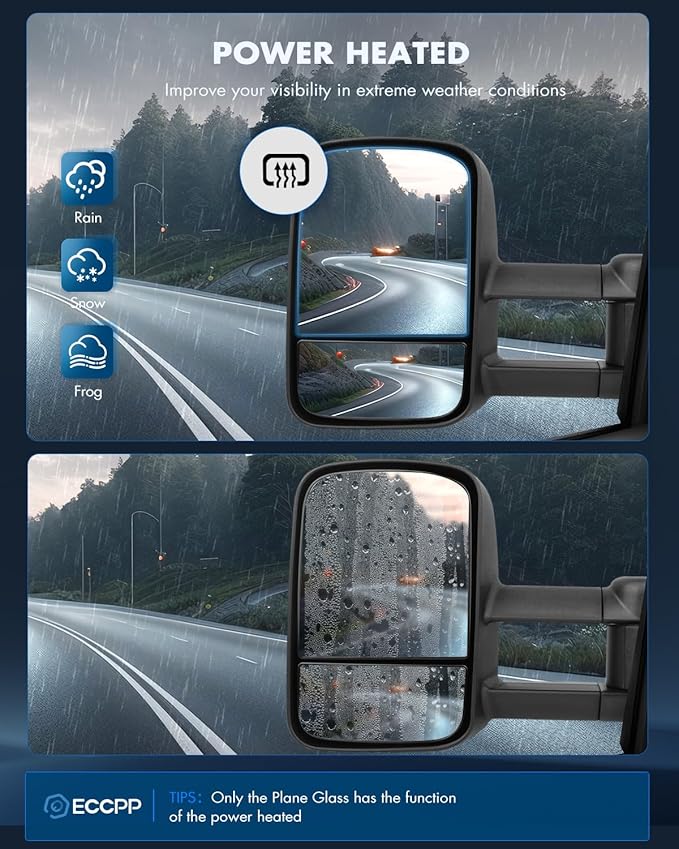 ECCPP Towing Mirrors Replacement fit for 2008-2013 for Chevy for Avalanche for Tahoe for Silverado for Suburban for GMC for Sierra 1500 for Yukon Power Heated Arrow Signal Towing Mirrors